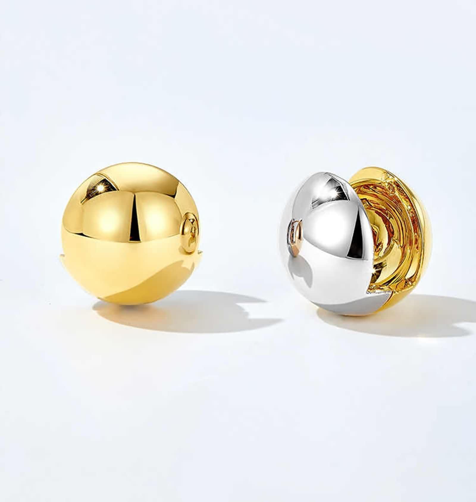 KnSam Pendientes de aro de oro amarillo 750 para mujer, tamaño doble, tamaño pequeño, oro de 18 quilates