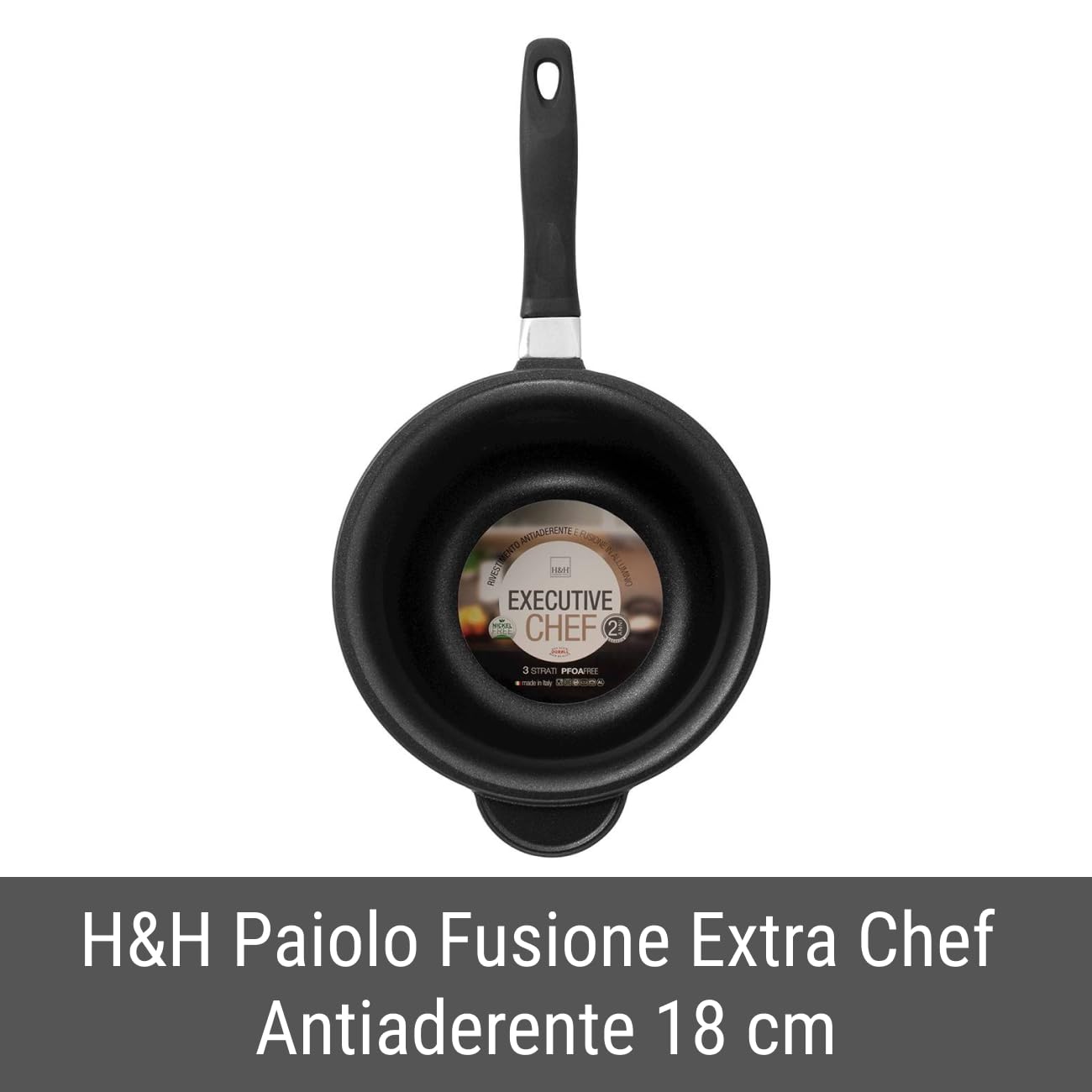 H&H Paiolo Fusione Antiaderente Extra Chef 1 Manico Cm18