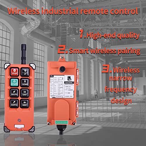 Industrial Wireless Crane Remote Control Kit F21-E1B 8 Button 12V 24V Electric Lift Hoist Overhead Tower Bridge Radio Switch Receiver (2 Transmitters + Dc 12V Receiver) #TOP1