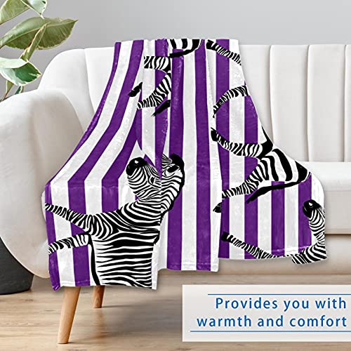 Couverture chaude à rayures violettes, plaid zèbre isolant thermique