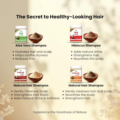 Image of Havintha Natural Herbal Powder Shampoo Combo for Hair Care - 4 Types (227g Each) | Ayurvedic Hair Cleanser with Amla, Reetha, Shikakai & Herbs | Chemical-Free, Sulfate-Free Herbal Shampoo Powder for Men & Women