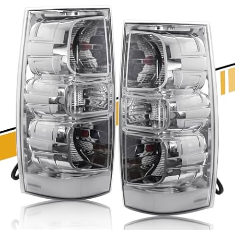 CLERYYE Tail Light Assembly Compatible with Chevy Tahoe Suburban 1500 2500 2007-2014, Halogen Type Rear Lamp Replaces 25862701 25862702 22837923 22837924, Left and Right Side, Clear Lens Pair Cover