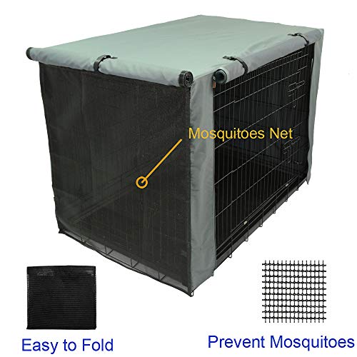 TOPEIUS Dog Crate Cover Cage Cover for 48inch Double Door Wire Crate, Durable Waterproof Pet Kennel Covers with Mesh… - Image 4