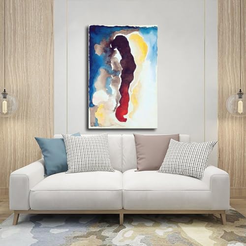 Portrait abstrait Georgia O'Keeffe grand tableau de bureau 61x91cm