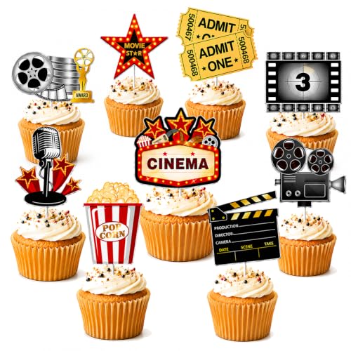 36 Pcs Movie Night Cupcake Toppers
