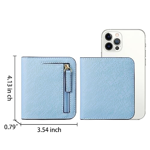 Women's Slim Foldable Wallet - Ultra Thin Minimalist Card Holder with RFID Protection (Blue)2