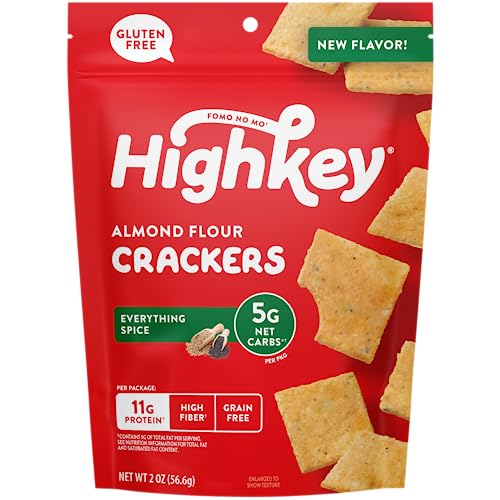 Highkey Gluten Free Snacks Everything Bagel Seasoning Crackers -Keto Snack Everything Seasoning Almond Flour Cracker Low Carb Keto Chips Keto Food High Protein Snack Crackers Diet Friendly Food 6Pack #TOP1