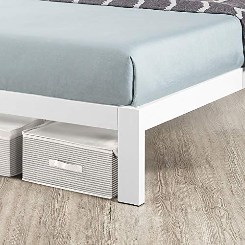 Mellow Rocky Base C 14" Platform Bed Heavy Duty Steel White, W/Patented Wide Steel Slats (No Box Spring Needed) - Twin #TOP5
