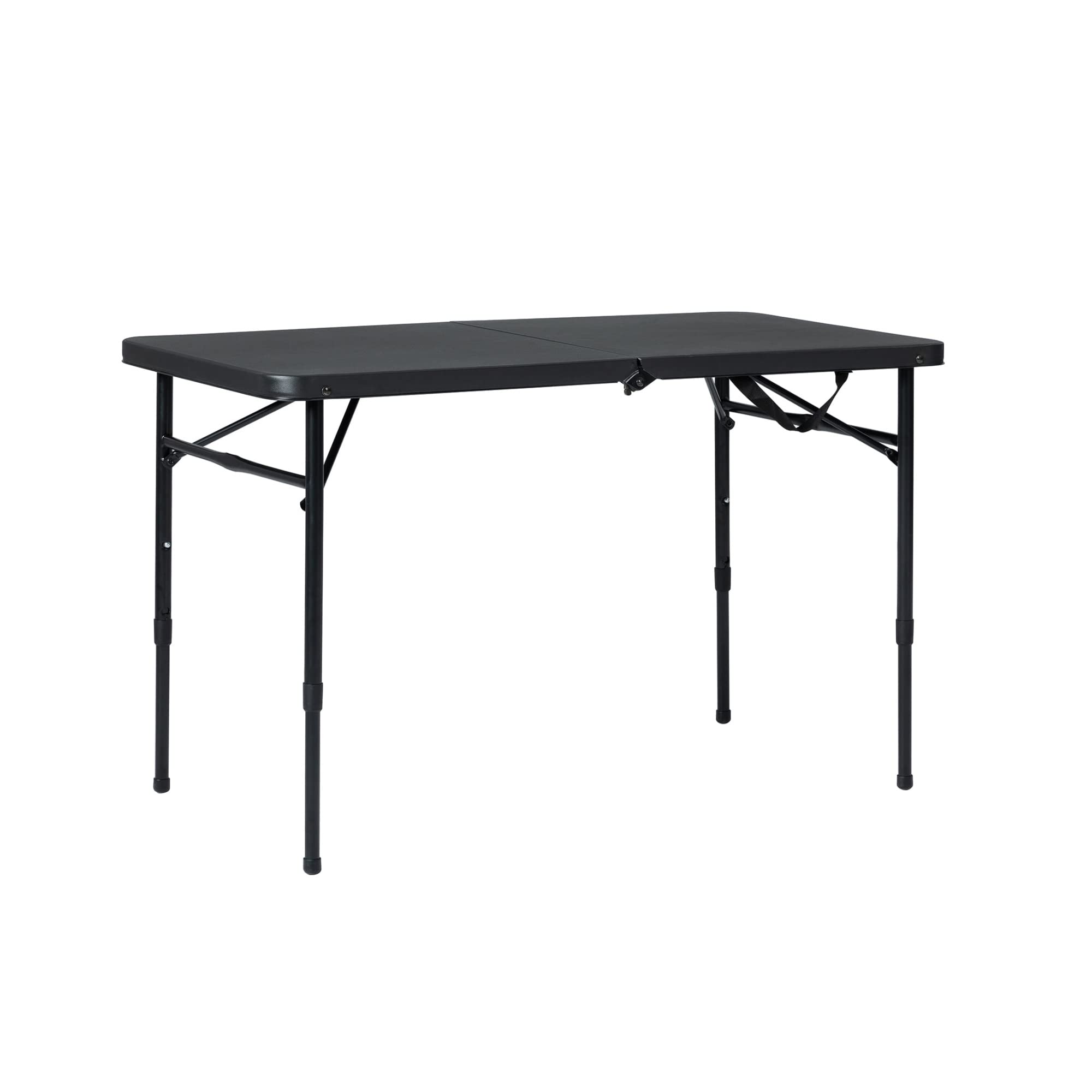 40" L x 20" W Plastic Adjustable Height Fold-in-Half Folding Table, Rich Black