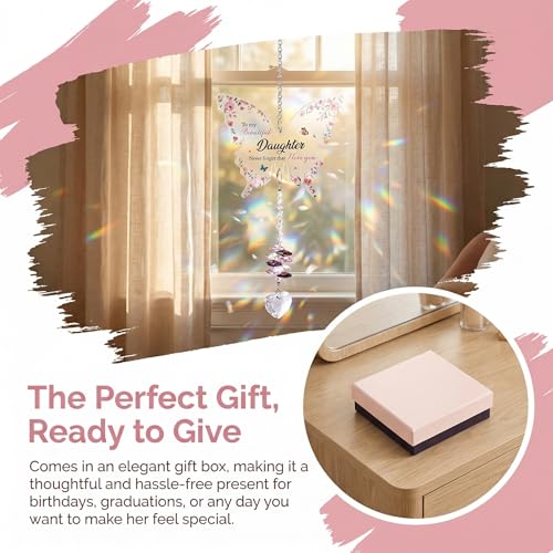 Image of Daughter Gifts from Mom - Crystal Suncatcher with Rainbow Prisms, Butterfly Hanging Ornament, for Daughter Adult & Teen, Unique Window Decor Keepsake