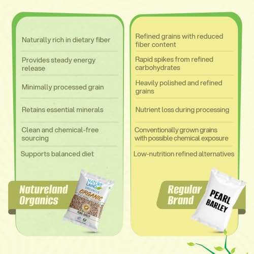 Image of Natureland Organics Pearl Barley 500 Gm (Pack of 5) - Organic Barley