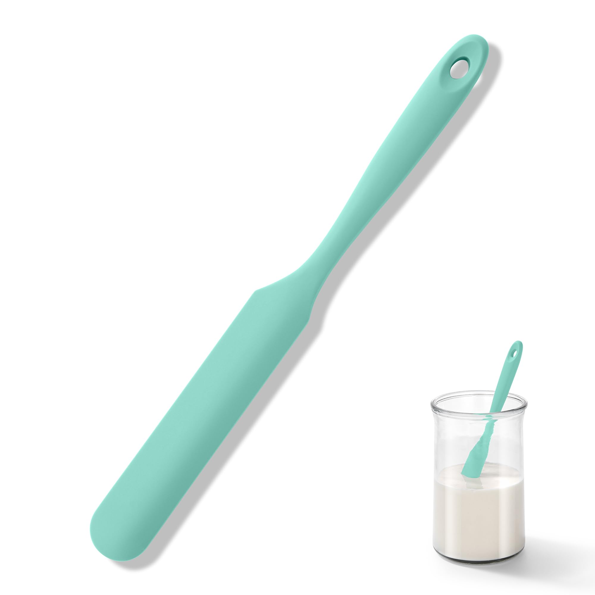 U-Taste Silicone Jar Spatula: 315℃ Heat Resistant Flexible Rubber Jar Scraper with Long and Slim Handle for Scraping Sauces Batters Stirring Sourdough Starters