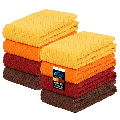 Image of 100% Cotton Kitchen Dish Towels Set, 16 inch x 25 inch Super Absorbent and Soft Kitchen Towels, Pack of 8 Dish Cloths for Drying Dishes (400 GSM)