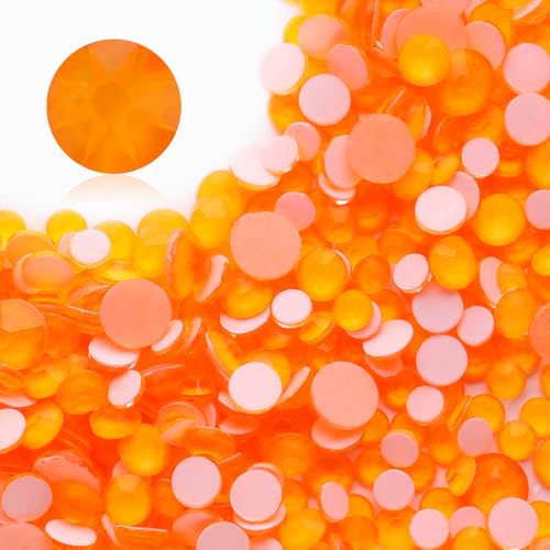 Meibite Neon Orange Flatback Rhinestones Glass Rhinestones for Nail Art and Craft Glue Fix Loose Crystal Gemstones(Neon Orange SS8 1440pcs 2.3-2.5mm)