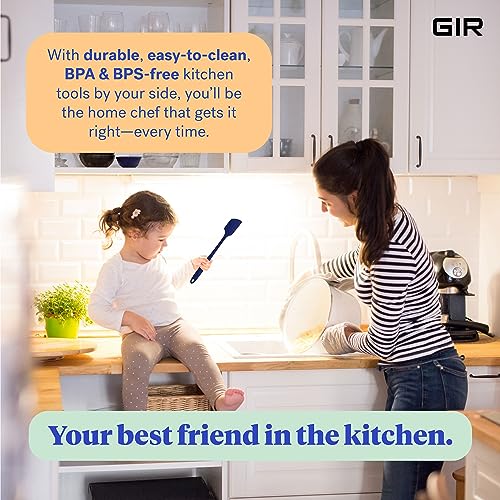 Image of GIR: Get It Right Premium Silicone Spatula - Non-Stick Heat Resistant Kitchen Spatula - Perfect for Baking, Cooking, Scraping, and Mixing - Skinny - 11 IN, Navy