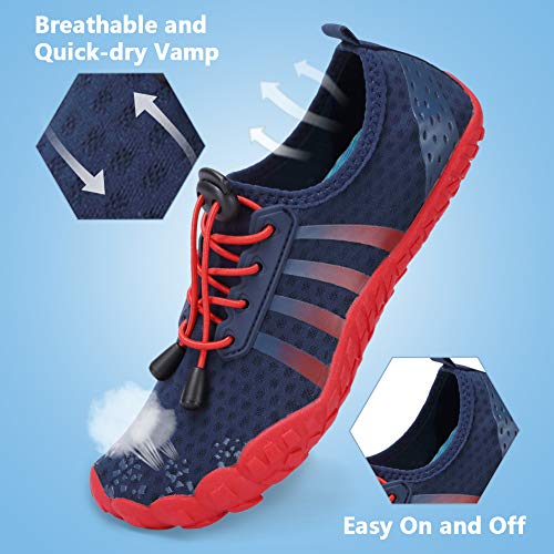 Boys & Girls Kids Water Shoes Lightweight Comfort Sole Easy Walking Athletic Slip On Aqua Sock(Toddler/Little Kid/Big Kid) U420Wz1904-Navy.red-33 #TOP5