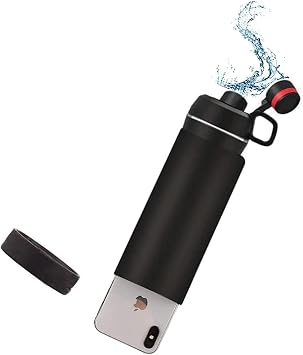Stainless Steel Diversion Safe Bottle, Hidden Stash Can for Keys, Money, Cash Storage & Secret Safe Use, 400ml capacity Frosted Black