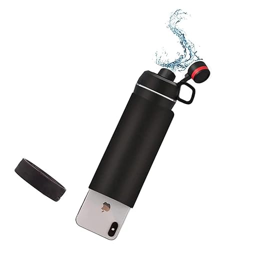 Stash Can Wasserflasche Stash Bottle Diversion Safe Storage Bottle Durable Hide Key Secret Safe 400ml (Frosted Black)