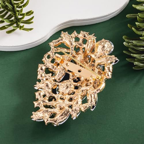 Image of SELOVO Rhinestone Statement Brooch Pin Flower Dress Accessory
