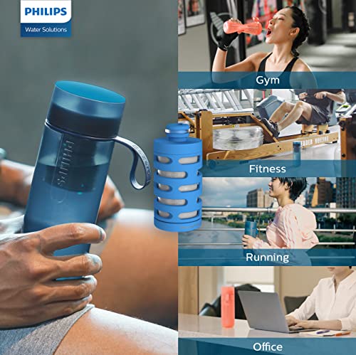 Philips Water Gozero Active Bpa-Free Water Bottle With Fitness Tap Water Filter, Sport Squeeze Water Bottle, Lightweight, 24 Oz With Fitness Filter, Blue #TOP2