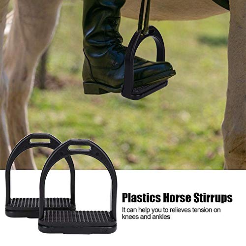 2 estribos para sillín de caballo ligero de seguridad para montar en inglés, estribo negro