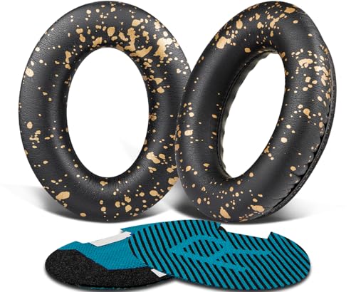 Image of SoloWIT Protein Leather Earpads Cushions for Bose Headphones, Replacement Ear Pads for Bose QuietComfort 15 QC15 QC25 QC2 QC35 /Ae2 Ae2i Ae2w /SoundTrue & SoundLink Around-Ear Series - Black Gold