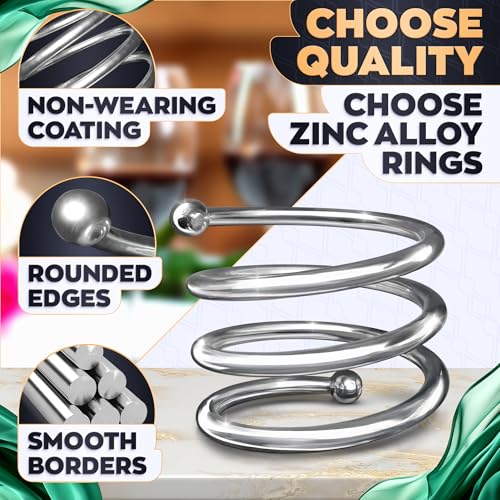 Image of Silver Napkin Rings Set of 8 - Elegant Easter Napkin Ring Holders, Sturdy Metal Holiday Table Decor for Weddings, Parties and Family Dinners, Great Kitchen Gifts Idea for Hosts and Seasonal Holidays