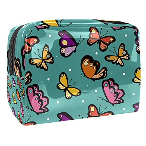 Sac de maquillage étanches papillon de voyage multicolore pour femme 18.5x7.5x13cm