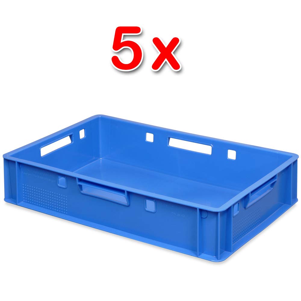 Lot de 5 bacs à viande E1, L x l x H 600 x 400 x 125 mm, bleu