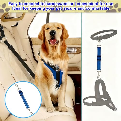 2 Stück Hundeleine Kurz, Reflektierende Nylon Schleppleine mit 2 Karabiner, Verstellbarer Haustier Hundehalsband Clips, für Hundewelpen Lauftraining, Sicher und Langlebig