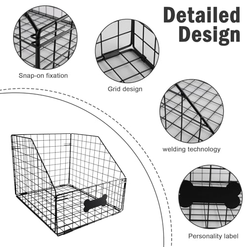 Geyecete dog toy basket Pet wire folding dog toy bin Trapezoid dog toy box Dog Toys Storage Toy box for dogs Dog Toy organizer-Can be Personalized - Image 3