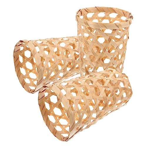 Cabilock 3pcs Basket Container for Food Woven Basket for Coffee Table Egg Basket Wicker Bread Basket Weave Basket Fruit Basket Storage Baskets Container Khaki Weaving