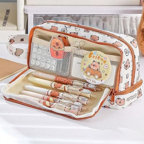 Image of Storio Pencil Box Pouch for School Kids Girls & Boys Aesthetic | Cute Stationary Compass Box Case Organiser | Travel Organiser
