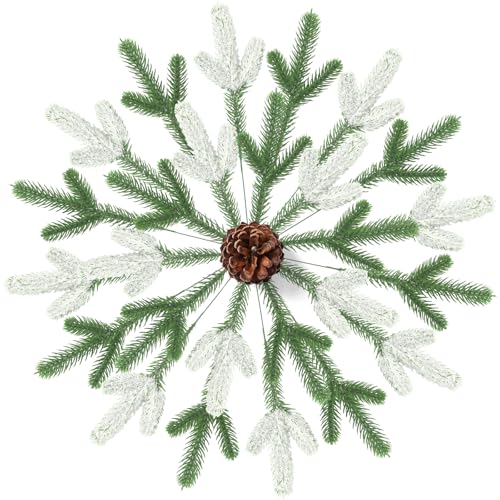 Branches de pin artificielles de 24cm avec neige artificielle pour couronne de Noël et cadeau