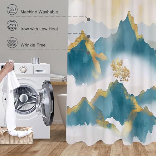 Rideau de douche 240x200 cm imperméable bleu clair - 7