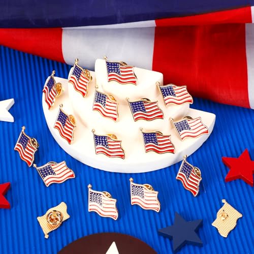 Image of SANNIX 60pcs American Flag Pins, Red White Blue, Brooches and Pins, USA Flag Badge Pins, Independence, Veteran, Memorial Day, 4th of July Decorations