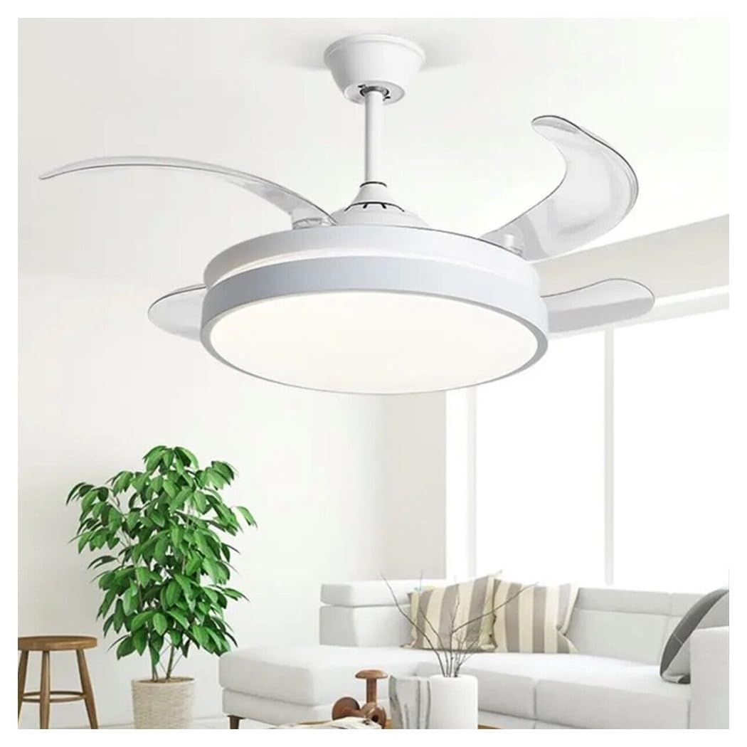 Trade Shop - Plafoniera Moderna LED con Ventilatore Soffitto Cambia 3 Luci Telecomando F7189