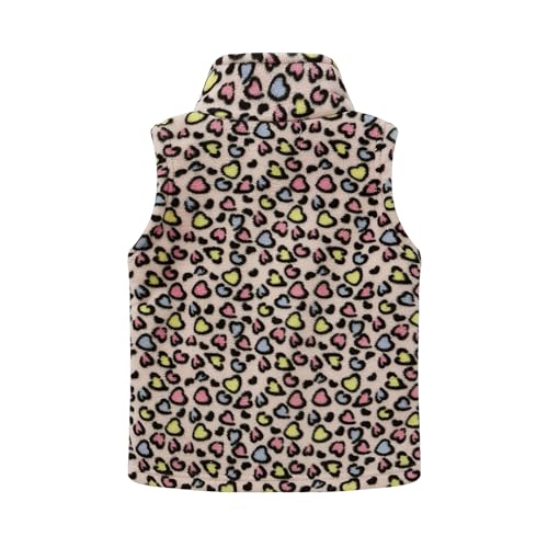Mud Kingdom Polar Fleece Vest For Little Girls Cute Cartoon Printed Stand Collar Sleeveless Thick Warm Jacket With Pockets Pink Heart 5T thumb #1