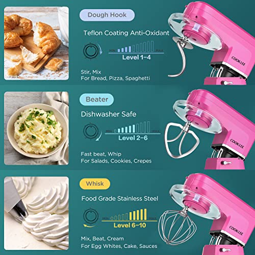 COOKLEE-6-IN-1-Stand-Mixer-85-Qt-Multifunctional-Electric-Kitchen-Mixer-with-9-Accessories-for-Most-Home-Cooks-SM-1507BM-Pink