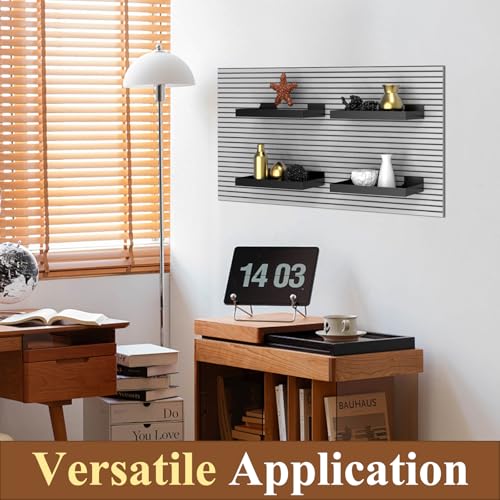 MQKIWAO 4 Pcs 13X6 Inch Slatwall Shelves, Heavy Duty Slatwall Baskets, Metal Slat Wall Shelves Accessories, Metal Retail Display for Storage and Organization, Black by MQKIWAO - Used condition - Image 5