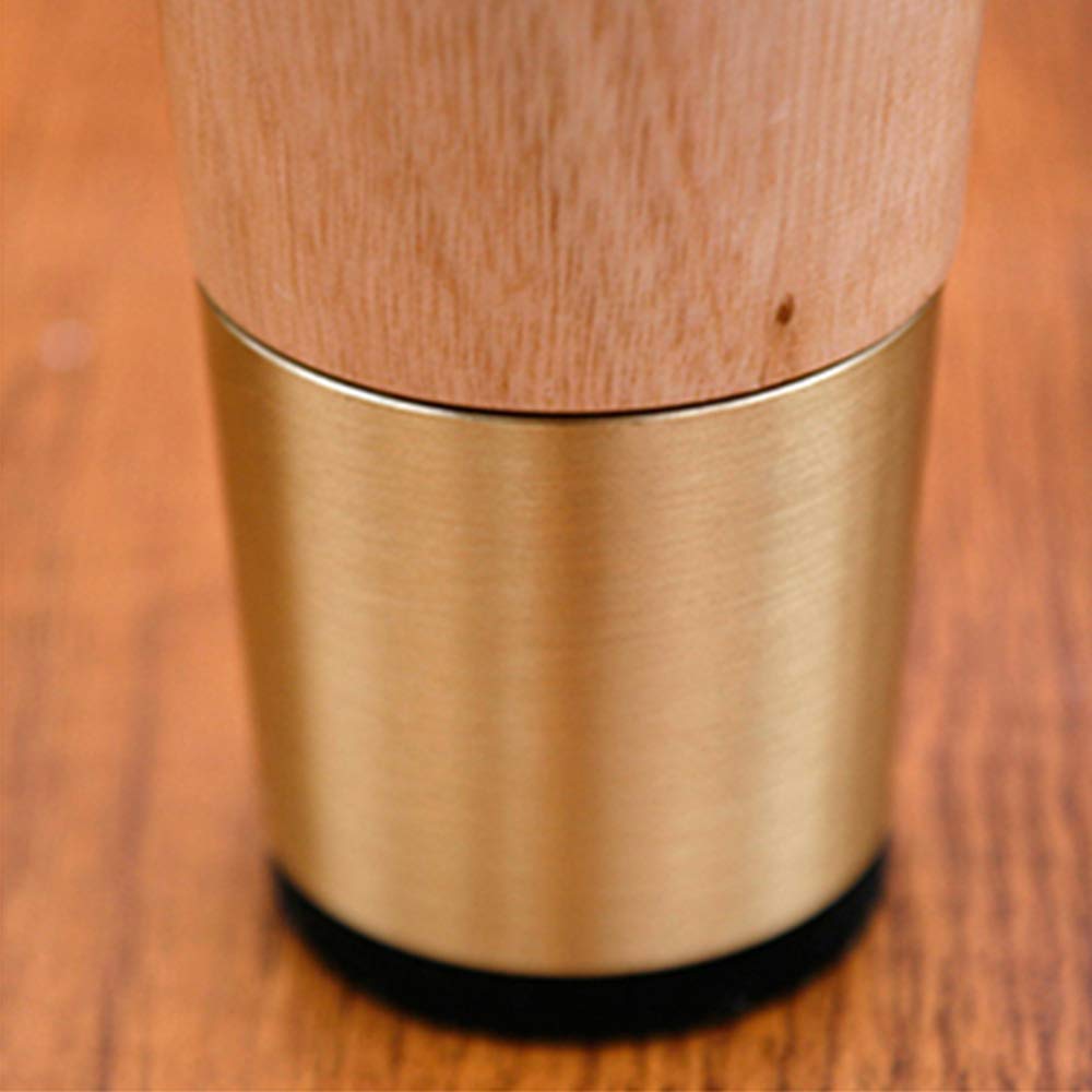 Patas de muebles de madera maciza de 4 piezas con funda protectora de cobre puro, cono recto para armario, sofá, mesa, armario de TV, taburete, pies de roble-20cm