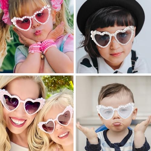 Heart Shaped Sunglasses Pearl Sunglasses Cat Eye Bling Sun Glasses UV400 Protection2