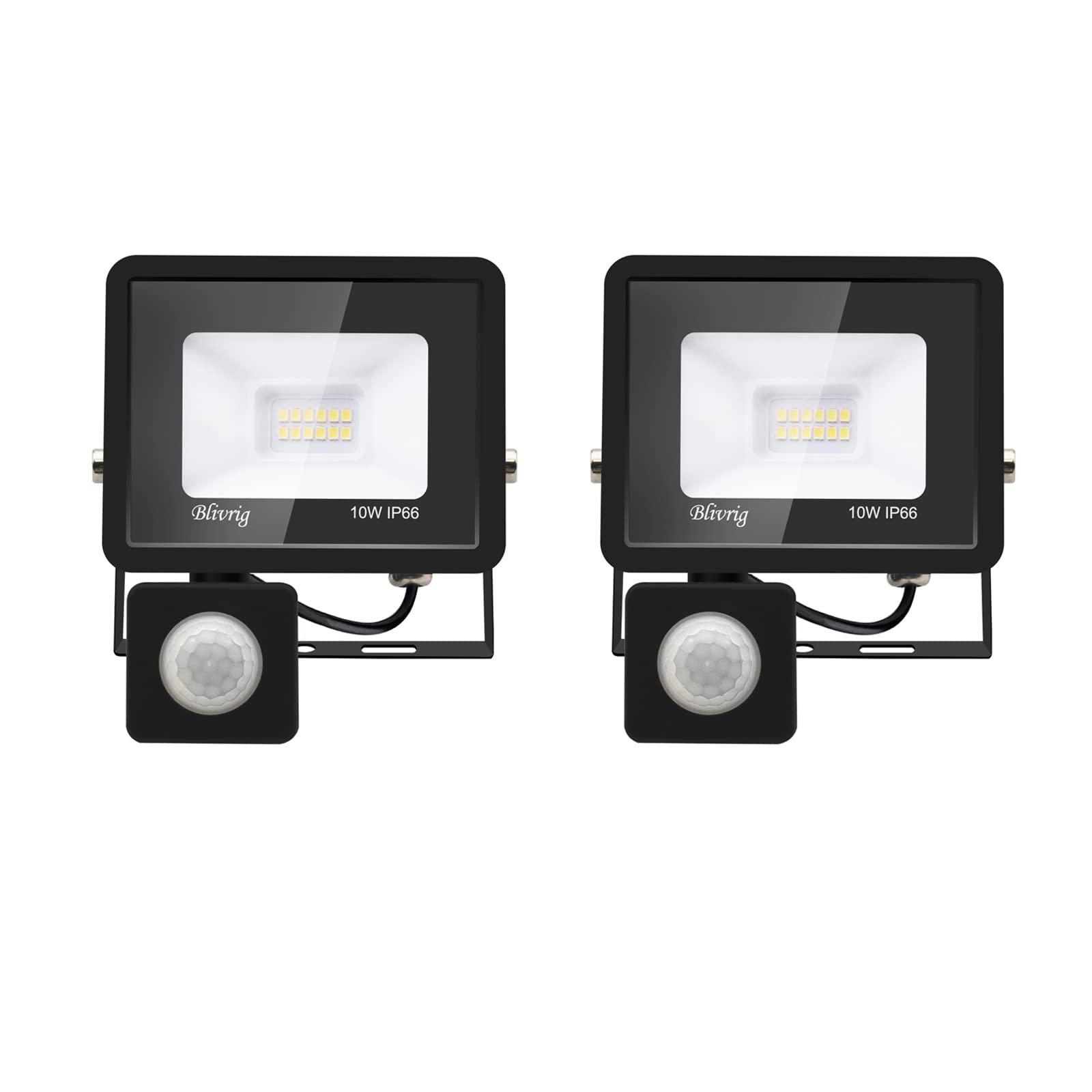 2pack-faro led esterno con sensore movimento 10W Bianco Caldo 3000K IP66 Impermeabile faretto esterno con sensore di movimento 1000LM faretto led da esterno per Cortile,Giardino