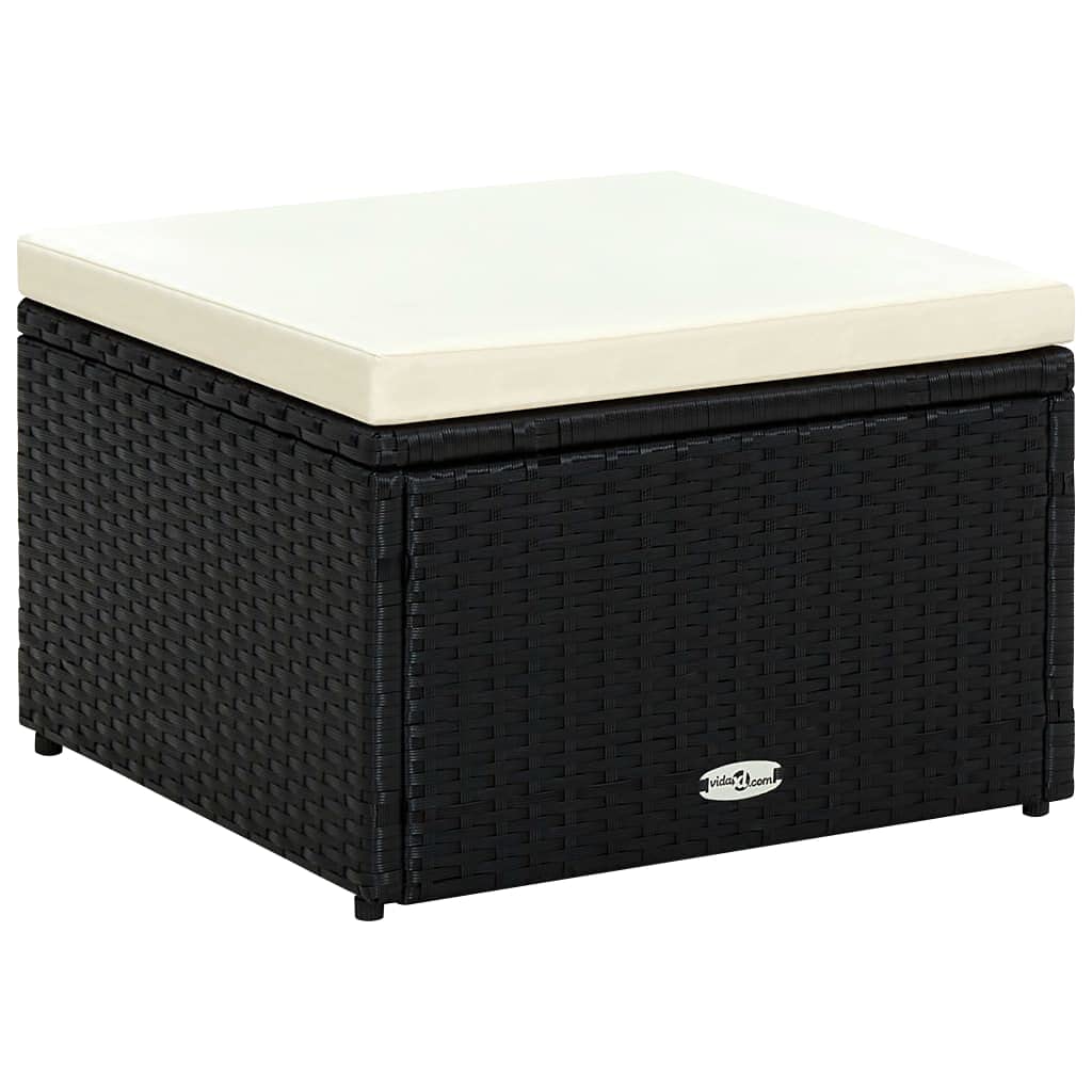 vidaXL Tabouret Repose-Pied Siège de Jardin Siège de Patio Terrasse Extérieur Arrière-Cour Résistant aux Intempéries Résine Tressée Noir