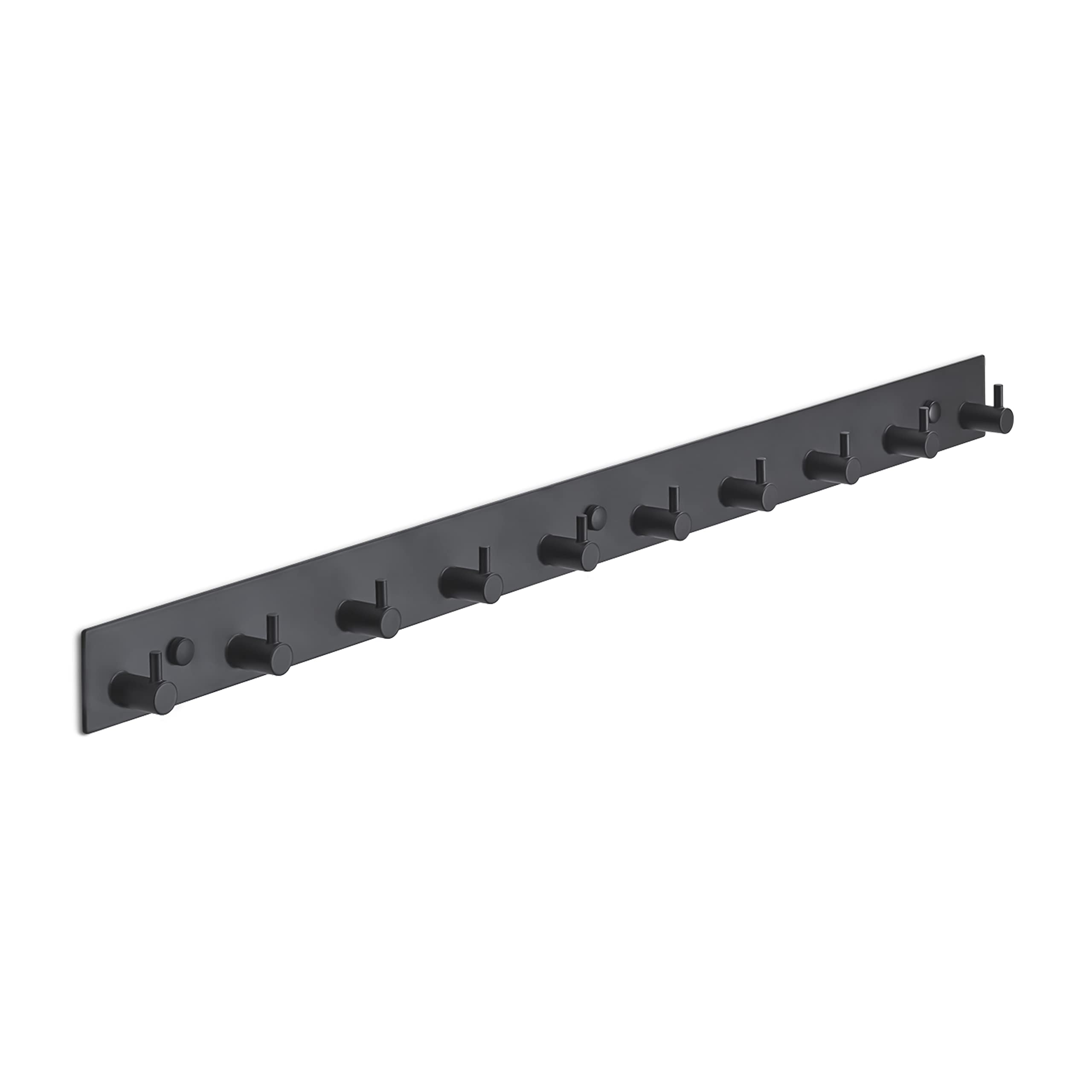 Brute Strength - Coat Rack - 10 Hooks - 67 cm - Stainless Steel - Door Hook for Kitchen, Hook Rail Black, wall Coat Rack, Bathroom, Living Room and Hallway for hat Scarves Handbags, Towel Hooks