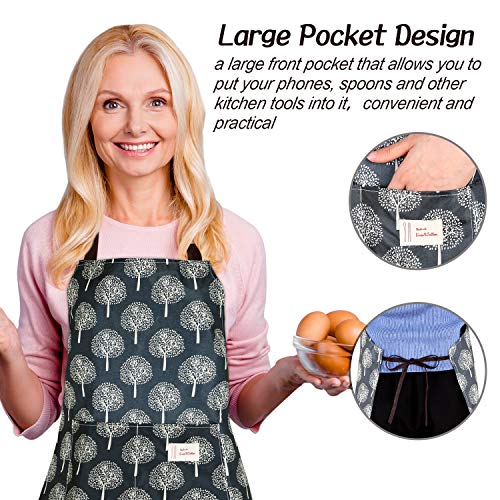 Satinior 3 Pieces Women Waterproof Apron With Pockets Adjustable Cooking Aprons Kitchen Bib Apron For Baking Household Cleaning #TOP5