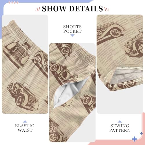 ZZXXB Retro Car Boys Long Pants Soft Trousers Elastic Waist Kids Lounge Bottoms with Pockets S-XL4