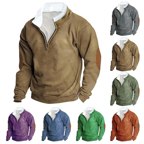 Mens Vintage Quarter Zip Sweatshirt Pullover Western Casual Fashion Long Sleeve Sweatshirts Tops for Men4