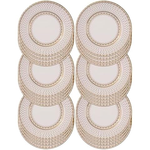 Talking Tables 24 x Large Gold Disposable Paper Plates-Strong and Sturdy Elegant Pretty Design Recyclable Dishes for Christmas, Birthday Party, Weddings, Anniversary 10.6’ Cover