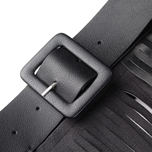 Gothic Punk Women Tassel Fringe Skirt Belt Waist Faux Leather Waistband Stage Performance Party Costume4